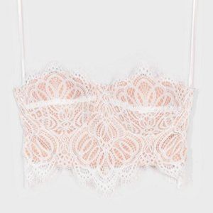 White Lace STRAPLESS Cupped Bandeau Crop Top
